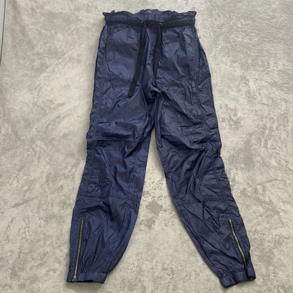 Free People Movement Joggers Womens S Back to the Future Pants Navy Blue Shiny